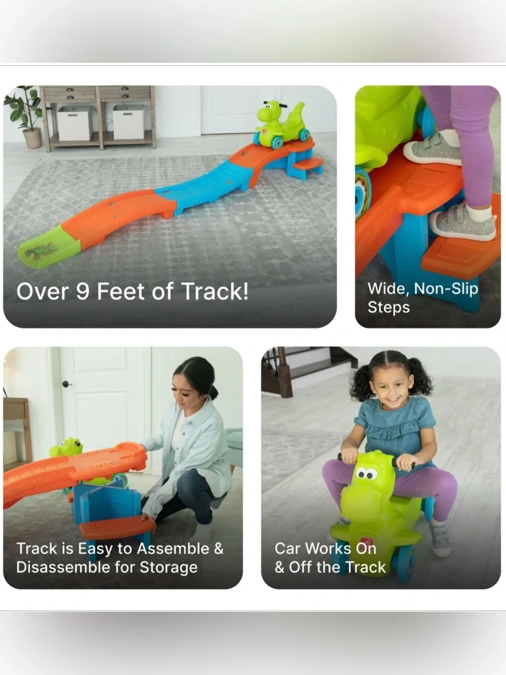 Step2 Kids Dino Dash Up-&-Down Roller Coaster Ride-On Toy. Ages 2-5 Yrs Old. NWT